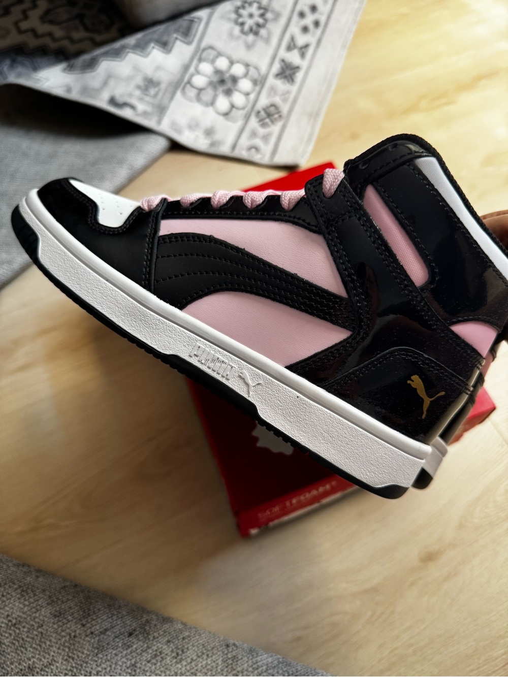 Puma Women’s Mid-Top Sneakers in Pink and Black